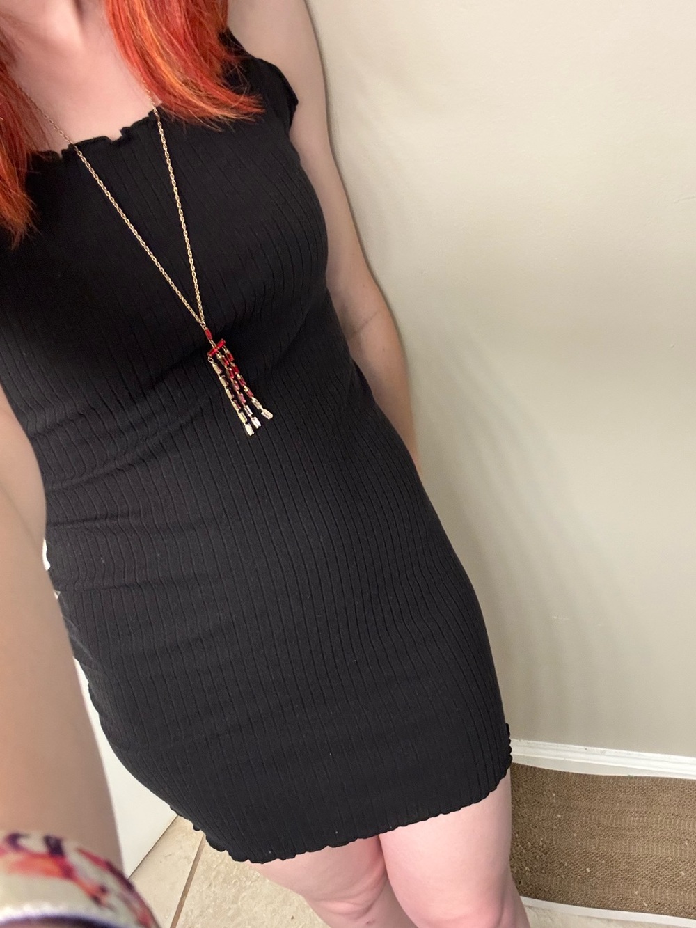 Black Ribbed Bodycon Dress